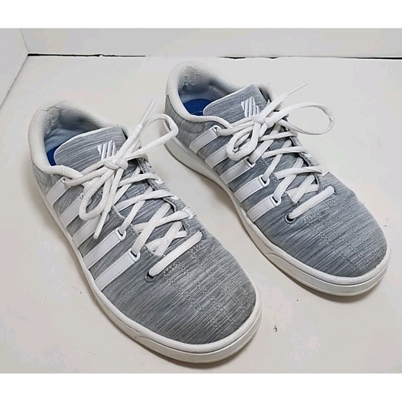K-Swiss Shoes - K-Swiss Sneakers Women's 6.5  Gray Canvas Tennis Shoes White‎ Stripes Kswiss